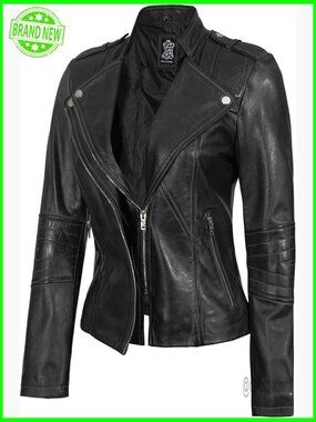Asymmetrical Leather Jacket Women's Regular Fit Lambskin Aviator Style